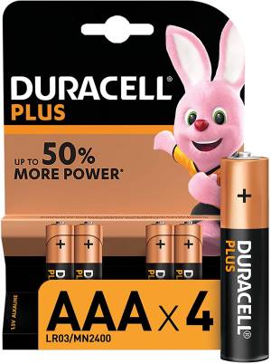 (1 Confezione) Duracell Plus Batterie 4pz MiniStilo LR03 MN2400 AAA