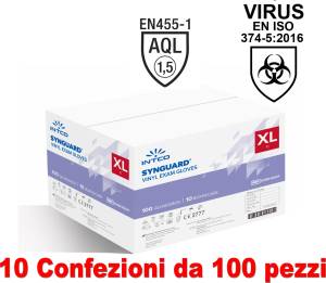 Intco 10Conf. da 100pz - Taglia XL - Guanti Vinyl Uso Medico Senza Polvere