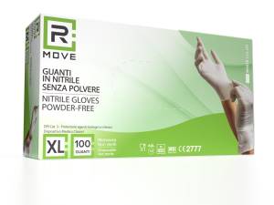RMove 1Conf. da 100pz Tg.XL - Guanti Nitrile Bianco Uso Medico Senza Polvere