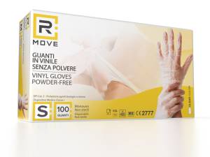 RMove 1Conf. da 100pz Tg.S - Guanti Vinyl Clear Uso Medico Senza Polvere