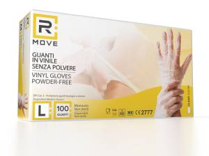 RMove 1Conf. da 100pz Tg.L - Guanti Vinyl Clear Uso Medico Senza Polvere