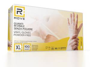 RMove 1Conf. da 100pz Tg.XL - Guanti Vinyl Clear Uso Medico Senza Polvere