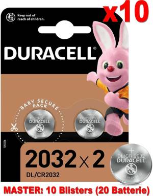 (10 Confezioni) Duracell Lithium Batterie 2pz Bottone DL/CR2032